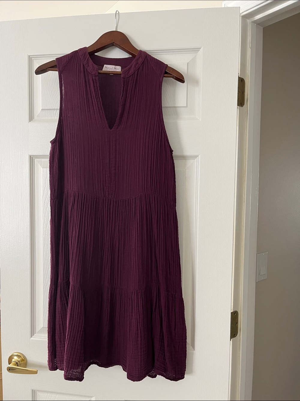 Michael Stars Sleeveless Plum Tiered Midi Dress